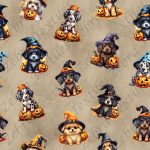 Chien halloween fond beige