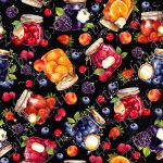 Confiture de fruits fond noir étoilé