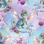 Dragon de la forêt fond bleu et mauve