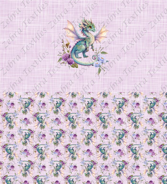 Dragon de la forêt fond lin lilas