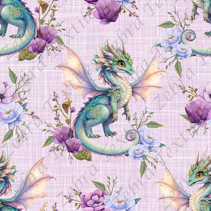 Dragon de la forêt fond lin lilas