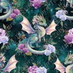 Dragon de la forêt fond nébuleuse aqua
