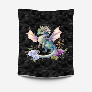Dragon de la forêt fond noir grunge Panneau doudou