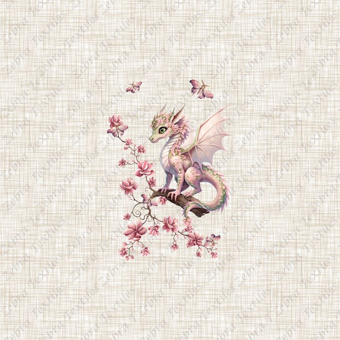 Dragon rose floral fond lin beige