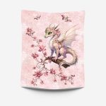 Dragon rose floral fond rose Panneau doudou