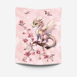 Dragon rose floral fond rose Panneau doudou