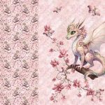 Dragon rose floral fond rose Panneau doudou