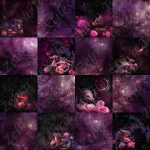 Dragon rose plaid fond nébuleuse
