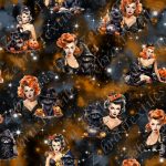 Fille pin up halloween fond orangé