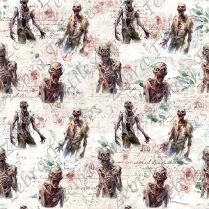 Mort vivant effrayant fond floral