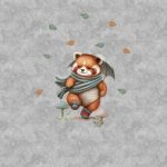 Panda roux en automne fond gris