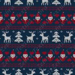Père Noël et reine lainage fond bleu