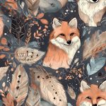 Renard boho fond bleu