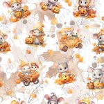 Souris en automne fond feuille