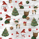 Animaux et sapin de Noël fond gris