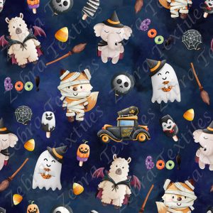 Animaux halloween fond bleu
