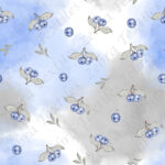 Bleuet et feuillage fond bleu gris