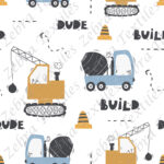 Camion construction jaune et bleu fond blanc