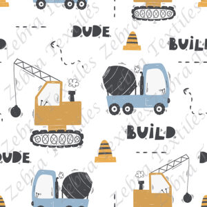 Camion construction jaune et bleu fond blanc