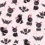 Chauve-souris noir fond lin rose