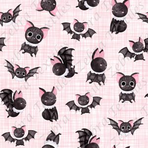 Chauve-souris noir fond lin rose