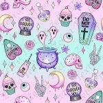Gothique pastel fond rose aqua