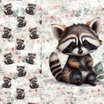 Raton fond floral Panneau doudou