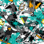 Snowbird fond aqua snow noir