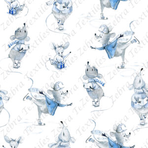 Souris grise en patin fond blanc