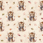 Bébé tigre en automne fond beige