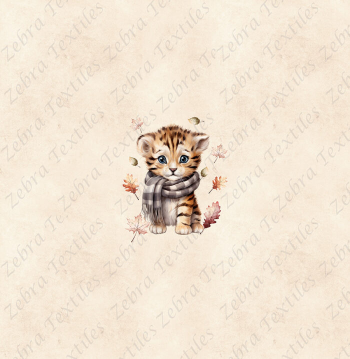 Bébé tigre en automne fond beige