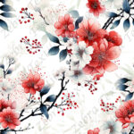 Branche de fleurs de cerisiers fond blanc