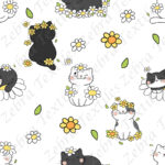 Chat printanier et marguerite