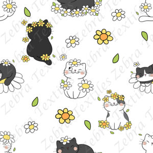 Chat printanier et marguerite