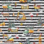 Chantier de Noël fond rayé blanc