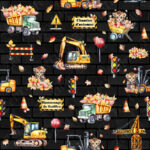 Chantier de construction en automne et tigre fond brique