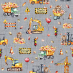 Chantier de construction en automne et tigre fond lin gris acier