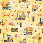 Chantier de construction en automne fond jaune