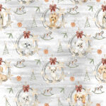 Chien Noël vintage fond gris