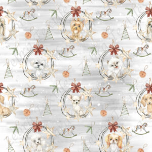 Chien Noël vintage fond gris