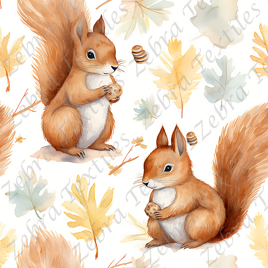 Écureuil et feuille d'automne fond blanc