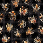 Fleur automnal fond noir plaid
