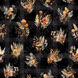 Fleur automnal fond noir plaid