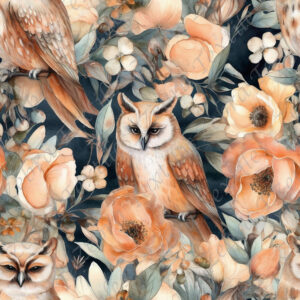 Hibou et fleur fond marine
