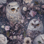 Hibou et fleur blanche