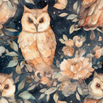 Hibou et fleur fond marine