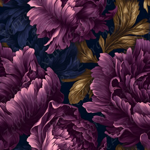 Pivoine velours mauve fond marine