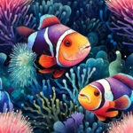 Poisson clown et anémone rose