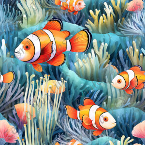 Poisson clown fond algue