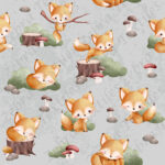 Renard roux en forêt fond gris